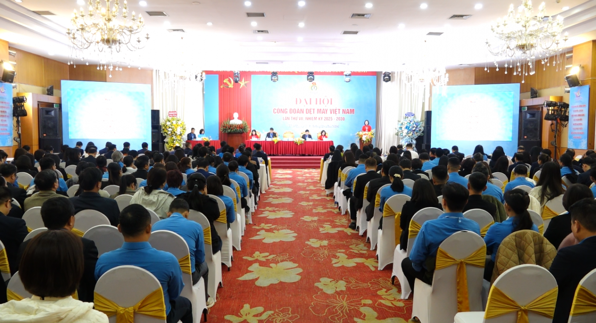 Toàn cảnh Đại hội VII Công đoàn Dệt May Việt Nam. Ảnh: Văn Quân